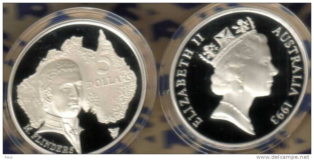 AUSTRALIA $5 MAN M. FLINDERS   EXPLORERS  MASTERPIECES IN SILVER 1993 PROOF READ DESCRIPTION CAREFULLY!! - Other & Unclassified