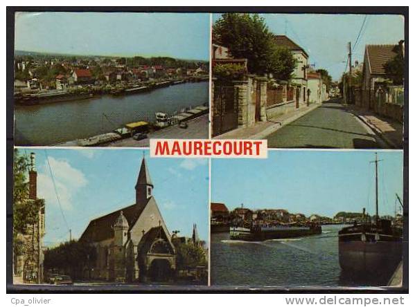 78 MAURECOURT Multivue, Vue Générale Aérienne, Rue, Eglise, Péniches, Ed Abeille14824, CPSM 10x15, 1982 - Maurecourt