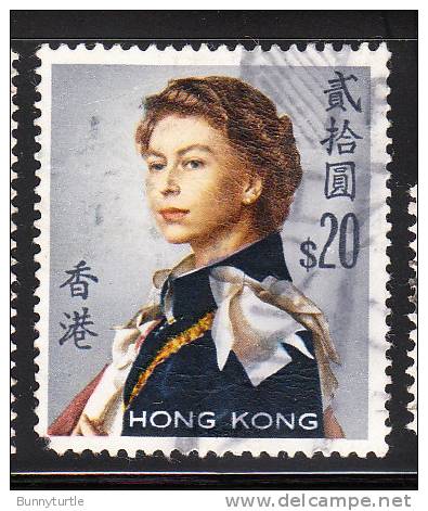Hong Kong 1962 QE II Def $20 Missing Perf Used - Oblitérés