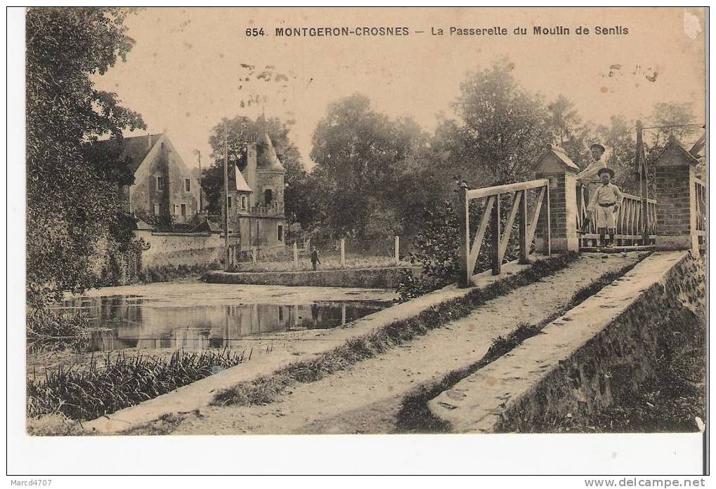 MONTGERON CROSNES 91 La Passarelle Du Moulin De Senlis Edition Mulard En Date Du 17-05-1921 Avec Timbre Recto - Montgeron