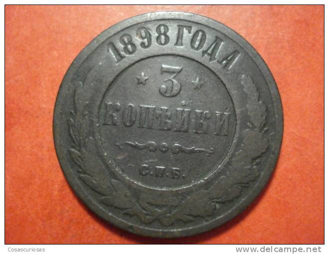 3245 URSS SUUR RUSSIA RUSIA   3 KOPEKS     AÑO / YEAR   1898   FINE - Russia