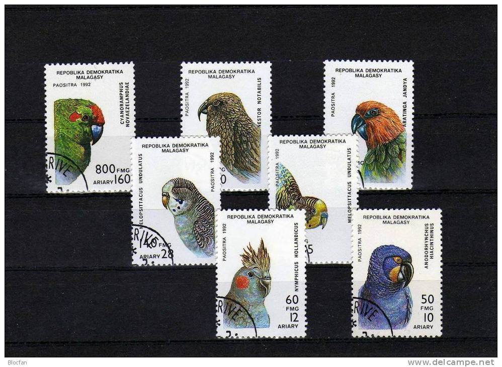Papagei Soldatenara WWF 1993 Papageien Madagaskar 1423/9+Block 209 O 7€ Sittich Bloque Hoja Ms Birds Sheet Bf Madagascar - Papagayos