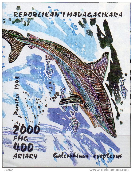 Hundshai WWF Nationaler Naturschutz Haie Madagascar Block 210 ** 4€ Hai-Fische Bf M/s Fish Bloc Fauna Sheet Of Malagasy - Dolphins