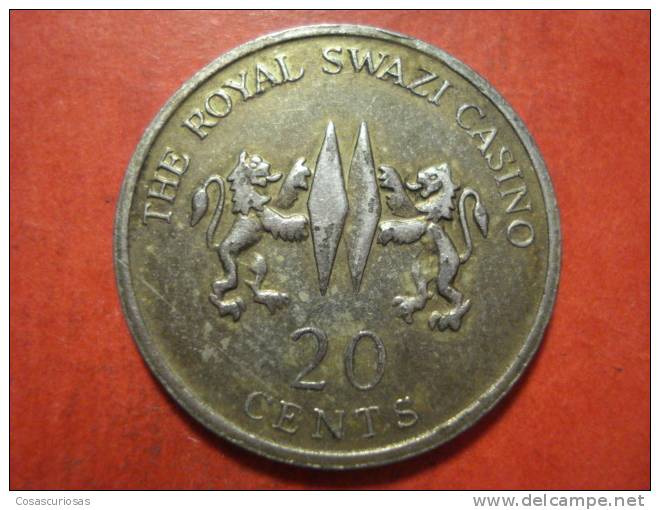 3291 SOUTH AFRICA SUID AFRIKA SWAZILAND CASINO TOKEN 20 CENTS         AÑO / YEAR    1950    XF - Casino