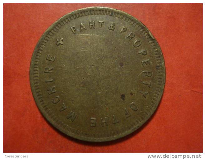 3305  UNITED KINGDOM   ???  TOKEN MACHINE    AÑO / YEAR  CIRCA  1920    VF+ - Professionals/Firms