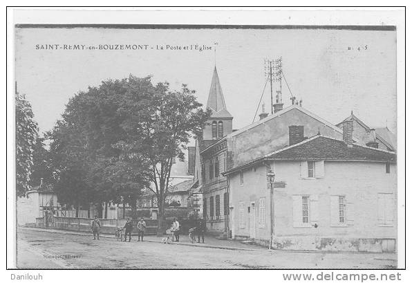 51 // SAINT REMY EN BOUZEMONT, La Poste Et L'église, ANIMEE, Simenot édit - Saint Remy En Bouzemont