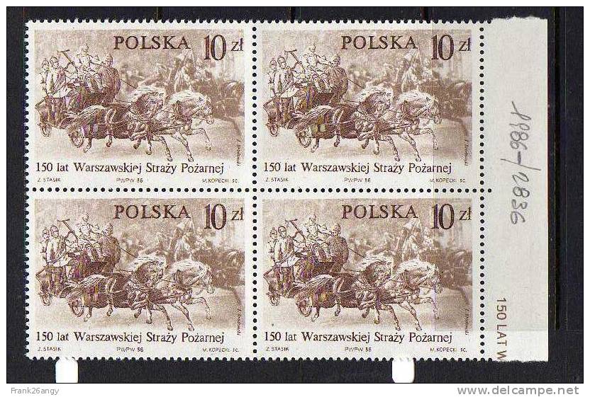 POLONIA - 1986 - Fire Corps - Mi.3026  Serie Cpl. 1v. In Bella Quartina Nuova** - Unused Stamps