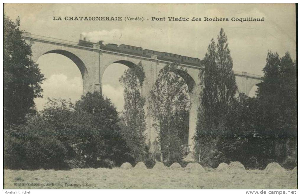 La Chataigneraie. Vendée 85. Pont Viaduc Des Rochers Coquillaud. Train Vapeur Sur Le Viaduc. - La Chataigneraie