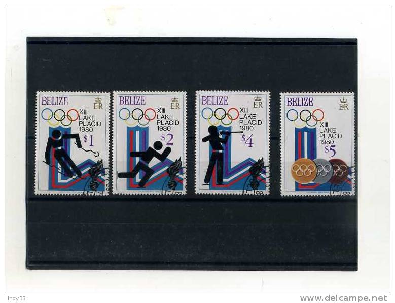 - BELIZE . ENSEMBLE  DE TIMBRES SUR LES JEUX OLYMPIQUES DE LAKE PLACID  . - Hiver 1980: Lake Placid