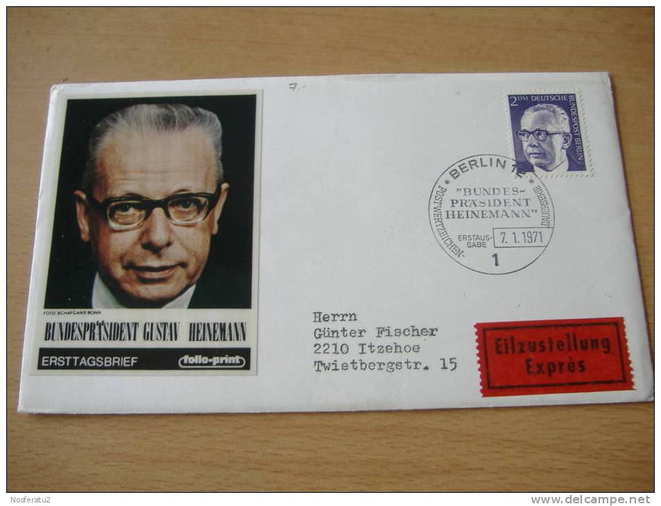 FDC Berlin MiNr. 370 Bundespräsident Dr.Gustav Heinemann - Other & Unclassified