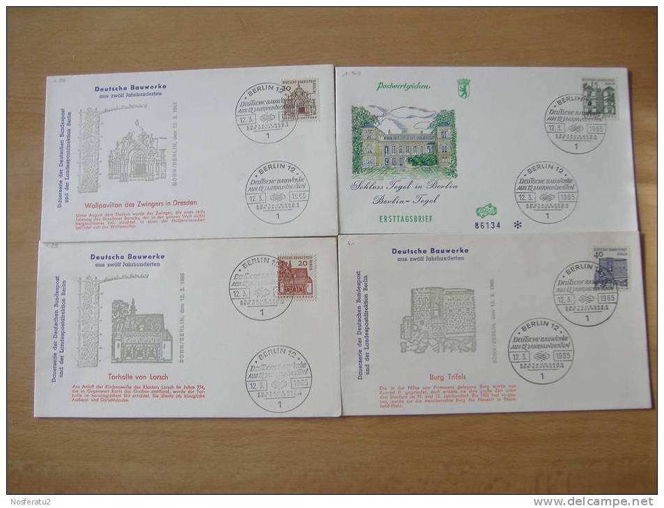 4 FDC Berlin MiNr.  242-245 Deutsche Bauwerke - Kleines Format - Autres & Non Classés