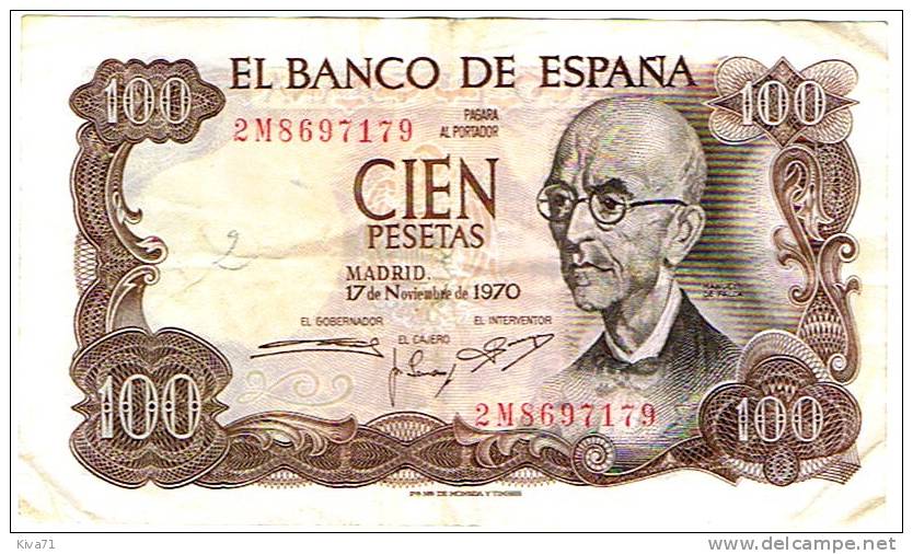 100 Pesetas  "ESPAGNE"   17  Novembre 1970  SUP   Bc31 - 100 Peseten