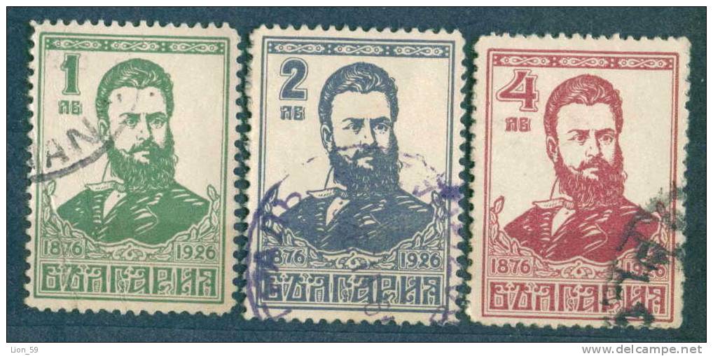 K2 / 0209 Bulgaria 1926  Michel Nr. 196-198 - Christo Botev - Patriot And Poet Poèt Dichter Poeta - Used (o) Bulgarie - Used Stamps