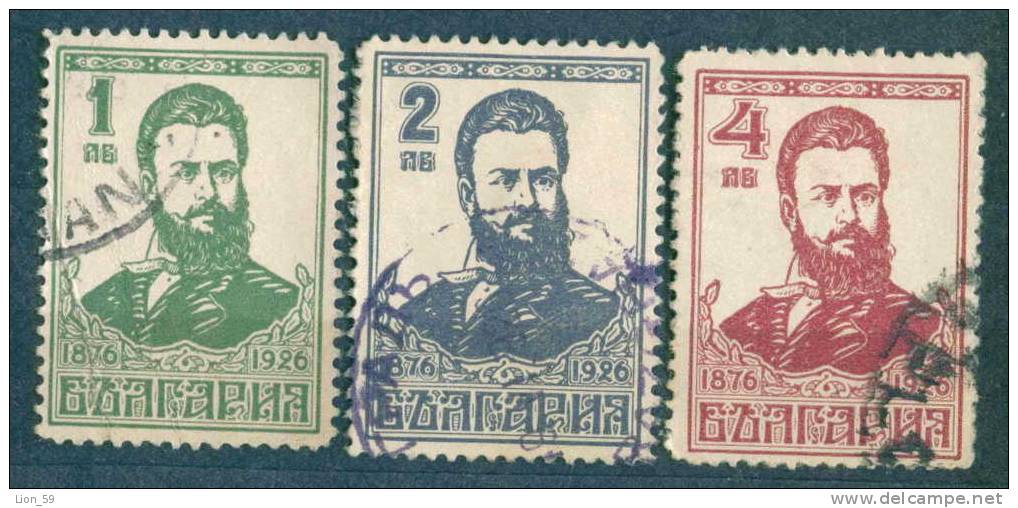 K2 / 0209 Bulgaria 1926  Michel Nr. 196-198 - Christo Botev - Patriot And Poet Poèt Dichter Poeta - Used (o) Bulgarie - Usados