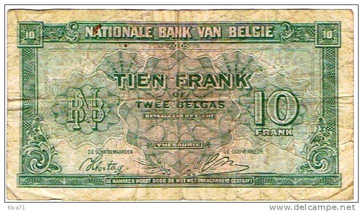 10 Francs 2 Belgas  "BELGIQUE"  01 02 1943          Bc 7 - 10 Franchi-2 Belgas