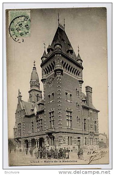 Cpa LA MADELEINE Mairie  Lille  Groupe à La Pose  1902 - La Madeleine