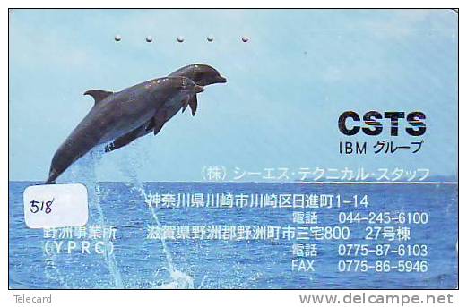 DOLPHIN DAUPHIN Dolfijn DELPHIN Tier Animal (518) Telecarte Japan - Delfines