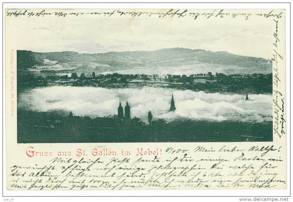 Schweiz/Suisse: Gruss Aus St.Gallen Im Nebel, 1900, 2 Scans - St. Gallen