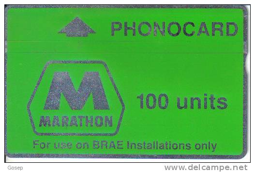 United Kingdom-cur004b--100units-marathon(green Band-notched)-(091b)- Tirage-217.000-(091b)-used Card - [ 2] Plataformas Petroleras