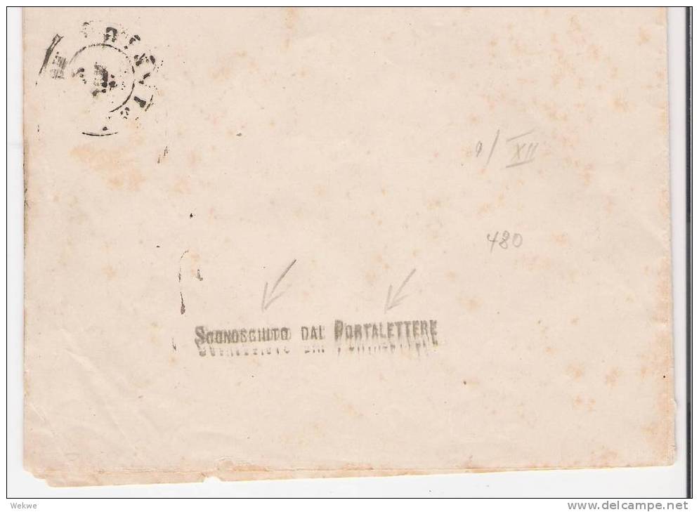 Brs197/ Leipzig Mi. 14. Kl. Schild, EF Drucksache Nach Genua, Italien (Sconoschito Dal PORTALETTERE9 - Briefe U. Dokumente