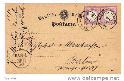 Brs205/ Coeslin Bahnhof 1874 Auf Paar Mi. 16, Reichspostkarte - Briefe U. Dokumente