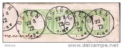 Brs212/ Osten (Holst.) 1872 Mi. 2a Im 3-er Streifen, Senkrechtes C - Briefe U. Dokumente