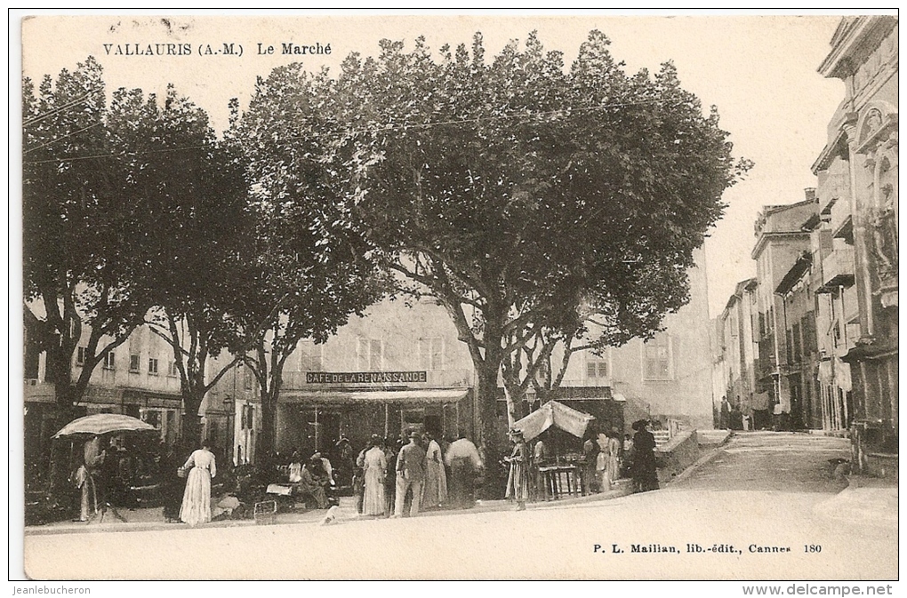 C . P . A   (   VALLAURIS "  Le Marché  "carte  Plan  Animé - Prise De  Vue Très Rare   ) - Vallauris