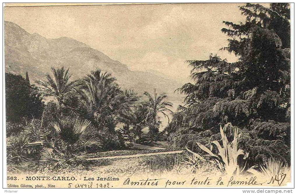 Monaco Marcophilie Carte Postale Postcard Monte Carlo Jardin Cad Monaco Principaute Pour Gisors, 5/4/1902, TBE - Postmarks