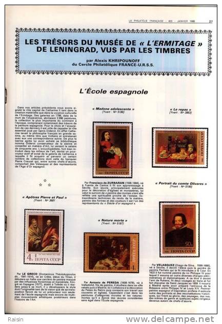La Philatélie Française N°403 Janvier 1988 Carte Fédérale De La Journée Du Timbre 54 Pages TBE - Français (àpd. 1941)