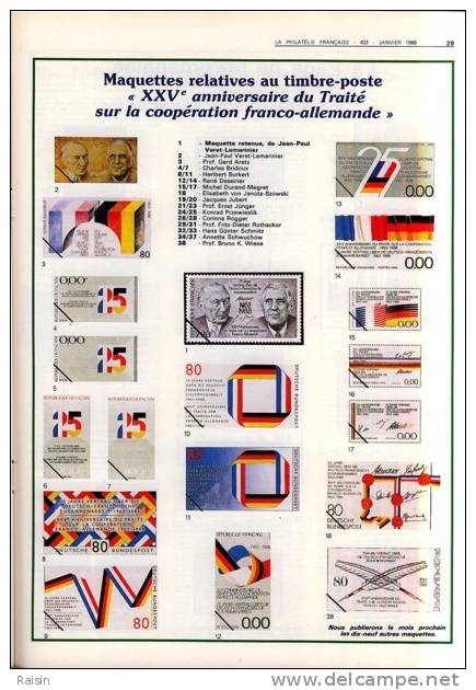 La Philatélie Française N°403 Janvier 1988 Carte Fédérale De La Journée Du Timbre 54 Pages TBE - Francesi (dal 1941))