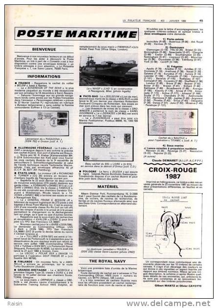 La Philatélie Française N°403 Janvier 1988 Carte Fédérale de la Journée du Timbre 54 pages TBE