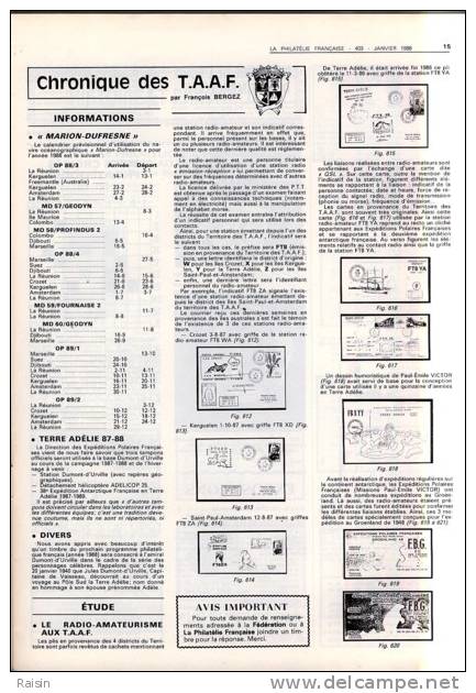 La Philatélie Française N°403 Janvier 1988 Carte Fédérale de la Journée du Timbre 54 pages TBE