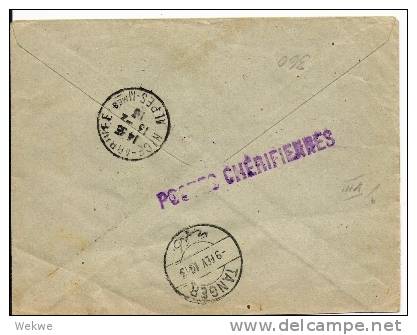 Faf019b/ MAROKKO -  Postes Cherifiennes Fes, Par Tanger Nach Nice 1913 - Briefe U. Dokumente