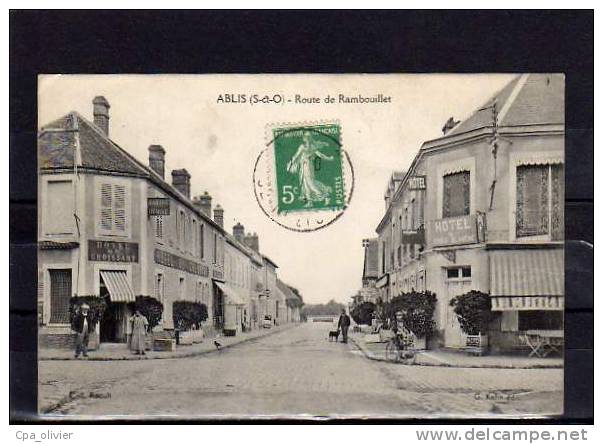 78 ABLIS Route De Rambouillet, Animée, Hotel Croissant, Croix Blanche, Ed Raoult Kahn, 191? - Ablis