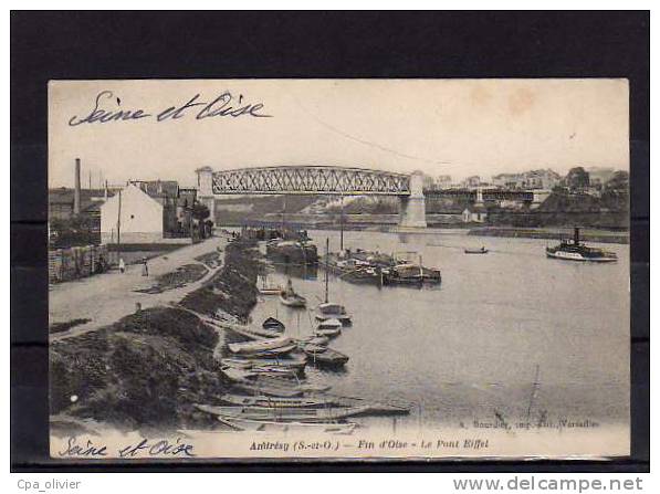 78 ANDREZY Fin D'Oise, Pont Eiffel, Péniches, Ed Bourdier, Dos 1900 - Andresy