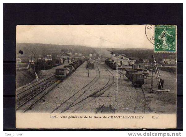 78 CHAVILLE VELIZY Gare, Intérieur, Train Vapeur, Ed EM Malcuit 446, 1908 - Velizy