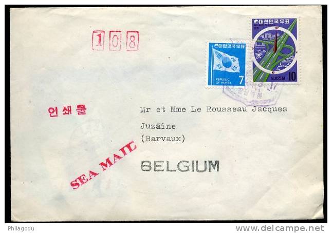 Coree  Korea   Transport Eau Avion    Route Des Produits Alimentaires Et Autres  SUR LETTRE 1971 Vers Belgique - Otros (Tierra)