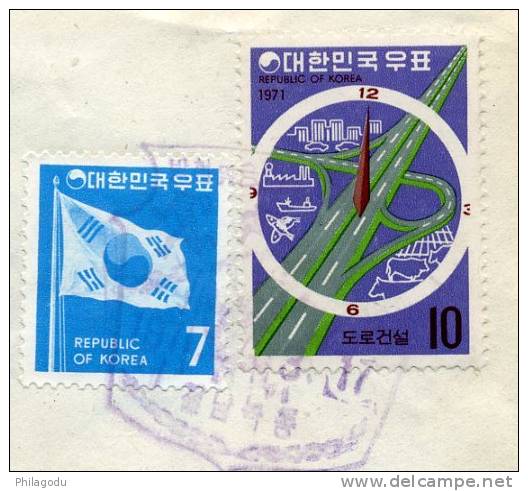 Coree  Korea   Transport Eau Avion    Route Des Produits Alimentaires Et Autres  SUR LETTRE 1971 Vers Belgique - Altri (Terra)