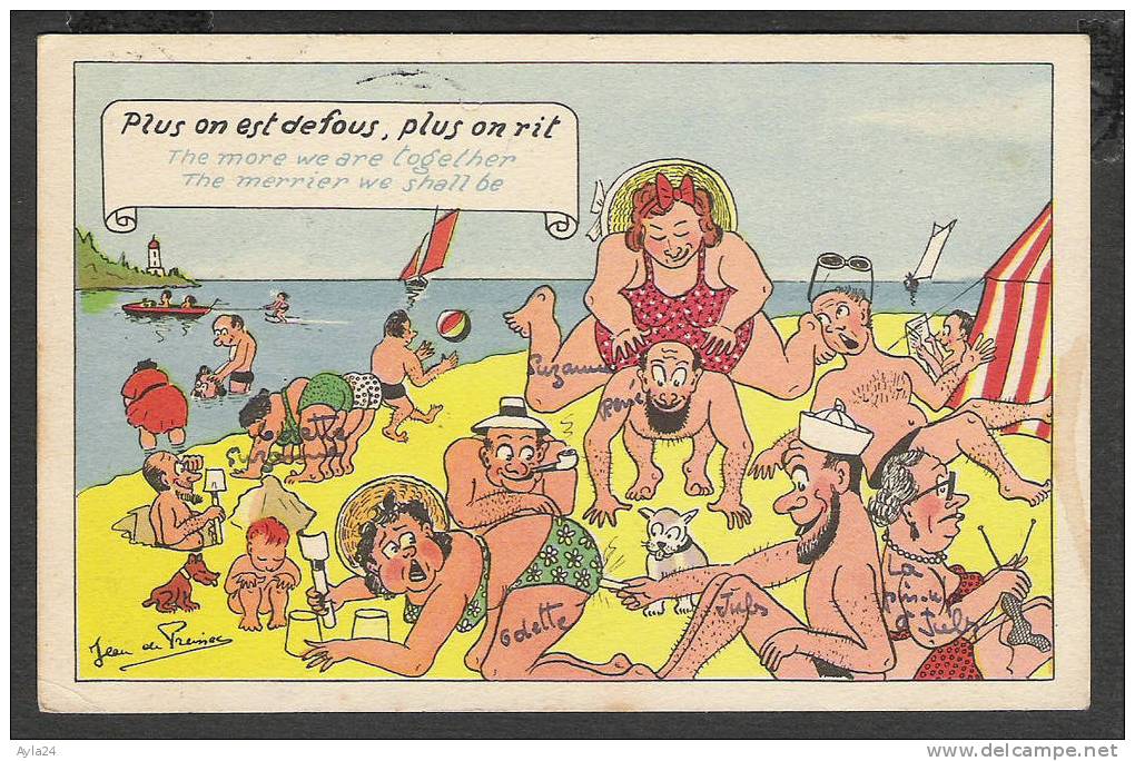 CPA   HUMOUR  PLAGE  Jeux  Jean De Preissac  Série Les Proverbes N°12  Ed Jipé 195? - Preissac