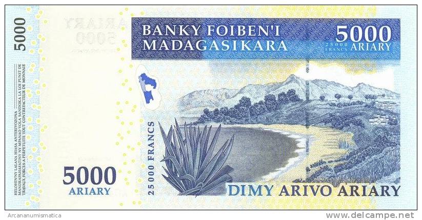 MADAGASCAR  25.000 FRANCOS=5.000 ARIARY  2.007    PLANCHA/UNC   DL-6436 D - Madagascar