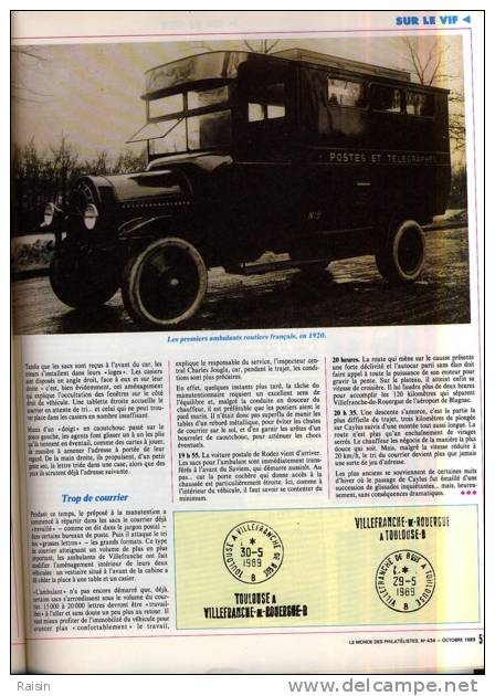 Le Monde des Philatélistes N°434 Oct.1989 Dernier Ambulant Routier Philatélie en 1864 TGV Atlantique  Victoria 92 pages