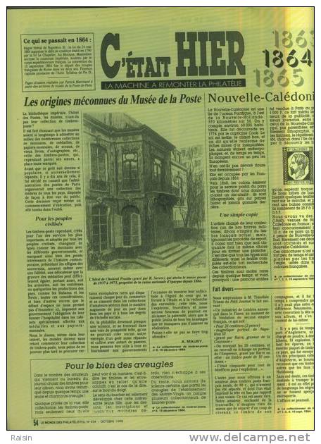 Le Monde des Philatélistes N°434 Oct.1989 Dernier Ambulant Routier Philatélie en 1864 TGV Atlantique  Victoria 92 pages
