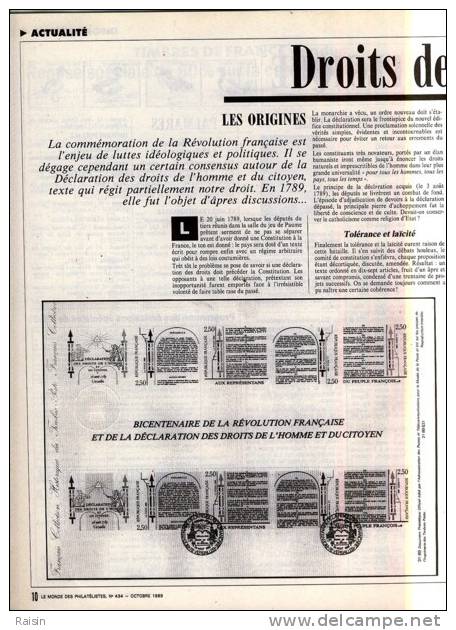 Le Monde des Philatélistes N°434 Oct.1989 Dernier Ambulant Routier Philatélie en 1864 TGV Atlantique  Victoria 92 pages