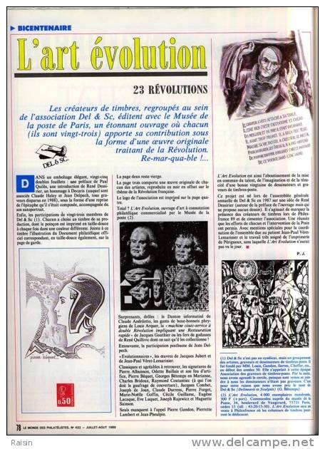 Le Monde des Philatélistes N°432 Juillet Août 1989 Paris capitale du Timbre Spécial Marianne 128 pages TBE