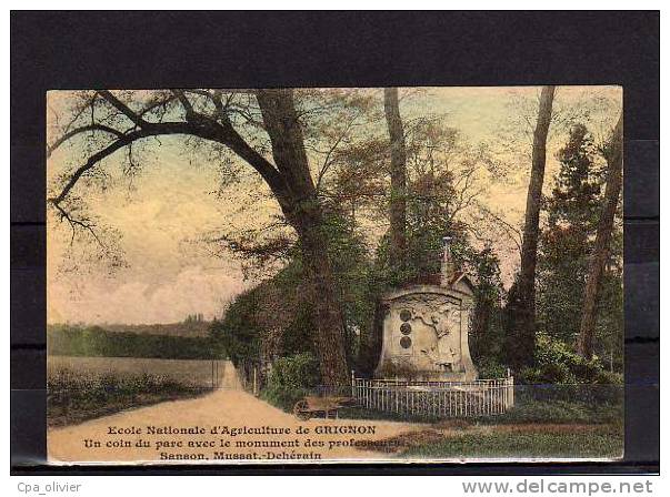 78 GRIGNON Ecole Nationale Agriculture, Parc, Monument Des Professeurs, Sanson, Mussat Dehérain, Colorisée, Ed ENG, 191? - Grignon