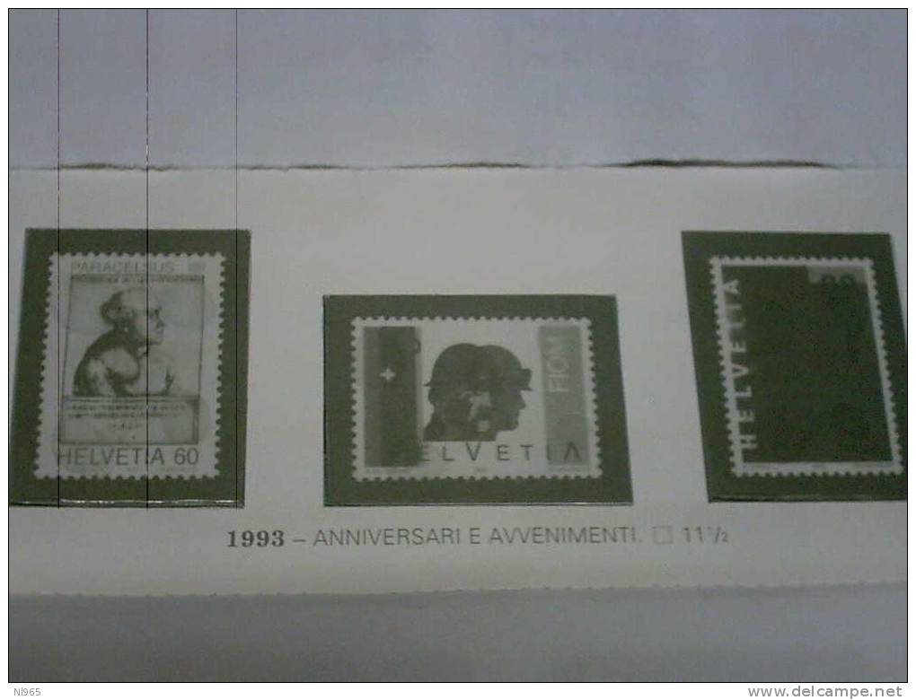 SVIZZERA ( SUISSE - SWITZERLAND ) ANNO 1993 ANNIVERSARI E AVVENIMENTI ** MNH - Unused Stamps