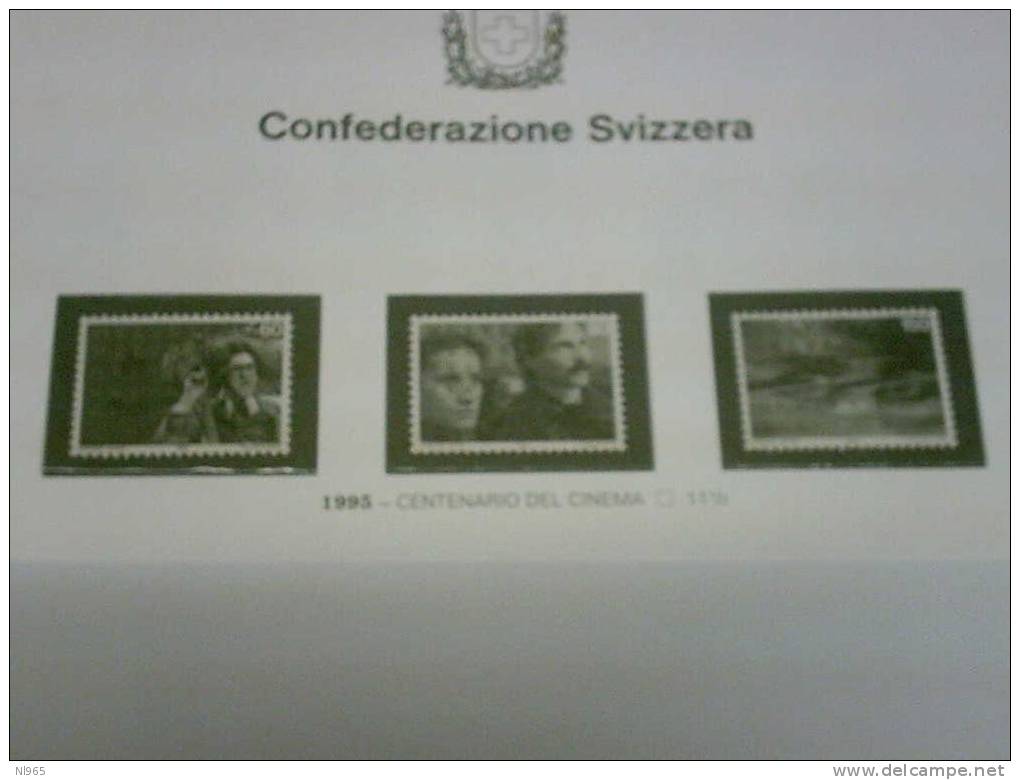 SVIZZERA ( SUISSE - SWITZERLAND ) ANNO 1995 CENTENARIO DEL CINEMA  ** MNH - Nuevos