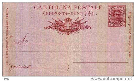 CARTOLINA RISPOSTA - Anni 1890 - Entiers Postaux