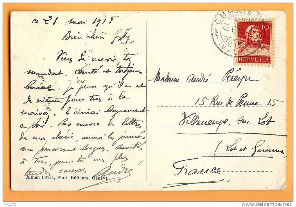 D088, Cpa, Vaud, Huemoz Sur Ollon. Circulé Vers Villeneuve Sur Lot En Mai 1918. - Ollon