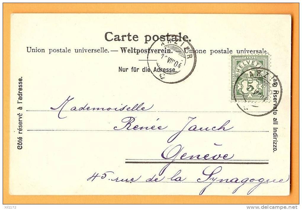 D089, Cpa Précurseur, Vaud, Temple Arzier. Animée. Tampon 1904 Vers Genève. - Arzier-Le Muids